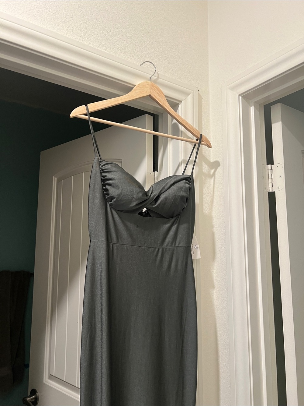 Sage Twist Front Spaghetti Strap Maxi Dress - Picture 6 of 7
